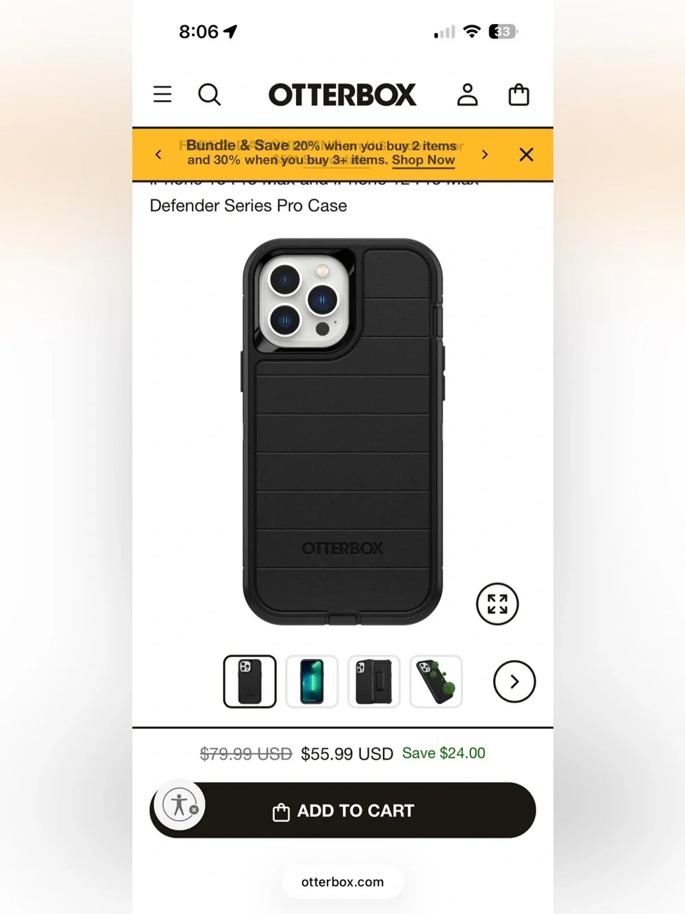 OtterBox Defender Series Pro Case with holster in Black for iPhone 13 Pro Max